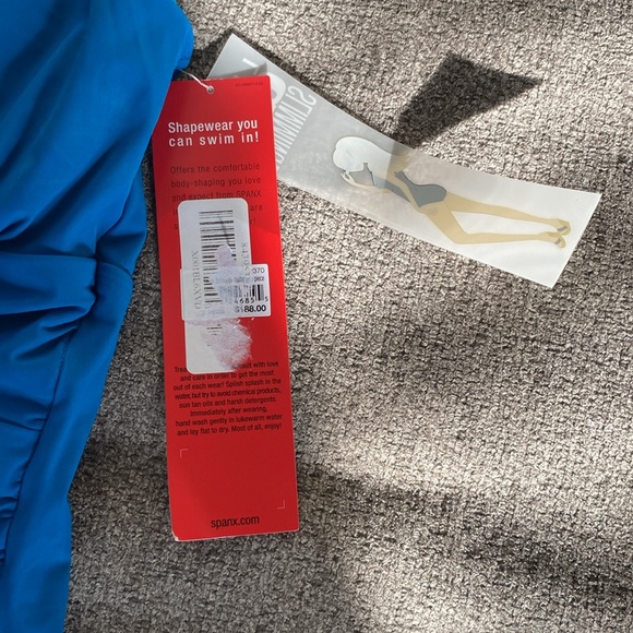 NWT Spanx One Piece Halter Cobalt Swimsuit - Picture 4 of 8